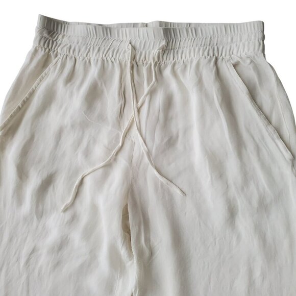 Charlie by Matthew Zink 100% Silk Drawstring Wide Leg Pants Cream Color Size S - Picture 8 of 16